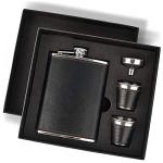 Men's Hip Flask Gift Set with Leather Cover