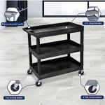 LUXOR EC111-B Utility Cart, 3 Shelves, Black