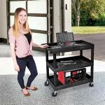 LUXOR EC111-B Utility Cart, 3 Shelves, Black