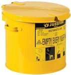 Justrite Steel Oily Waste Can, 2 Gallon, Yellow