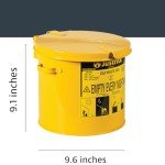 Justrite Steel Oily Waste Can, 2 Gallon, Yellow