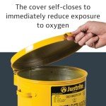 Justrite Steel Oily Waste Can, 2 Gallon, Yellow