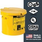 Justrite Steel Oily Waste Can, 2 Gallon, Yellow