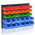 Wall-Mounted Storage Bins Organizer with 30 Bins