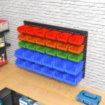 Wall-Mounted Storage Bins Organizer with 30 Bins