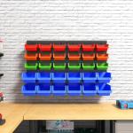 Wall-Mounted Storage Bins Organizer with 30 Bins