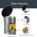 Justrite SoundGuard Steel Oily Waste Bin, 52L