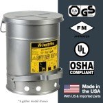 Justrite SoundGuard Steel Oily Waste Bin, 52L