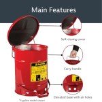 Justrite SoundGuard Steel Oily Waste Can, 21 Gallons
