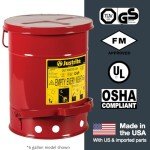 Justrite SoundGuard Steel Oily Waste Can, 21 Gallons