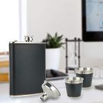 Men's Hip Flask Gift Set with Leather Cover