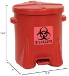 Eagle 6 Gallon Biohazard Trash Can, Red