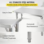 VEVOR Heavy-Duty Folding Stainless Steel Worktable