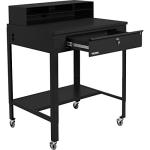 Mobile Shop Desk with Pigeonhole Riser - Black