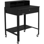 Mobile Shop Desk with Pigeonhole Riser - Black
