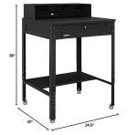 Black Shop Desk with Pigeonhole Compartment Riser