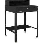 Black Shop Desk with Pigeonhole Compartment Riser