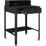 Black Shop Desk with Pigeonhole Compartment Riser