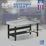 60" Stainless Steel Adjustable Workbench with Shelf