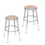 Height Adjustable Steel Stools - 2 Pack, Grey