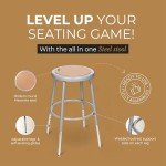 Height Adjustable Steel Stools - 2 Pack, Grey