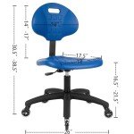 Ergonomic Height Adjustable Lab Chair - Blue