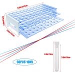 50 Plastic Test Tubes with Rack and Caps