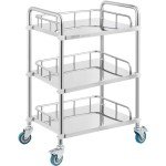 Stainless Steel 3-Shelf Rolling Lab Cart