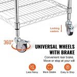 VEVOR 3-Tier Rolling Utility Cart with Brake Wheels
