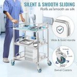 Stainless Steel 3-Shelf Rolling Lab Cart