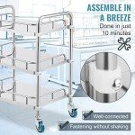 Stainless Steel 3-Shelf Rolling Lab Cart