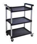 MaxWorks 3-Shelf Plastic Cart with Wheels, Black