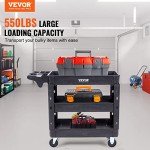 VEVOR Heavy Duty 3-Shelf Utility Cart with Wheels
