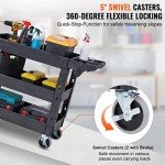 VEVOR Heavy Duty 3-Shelf Utility Cart with Wheels