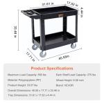 VEVOR Heavy Duty Rolling Utility Cart - 2 Shelves