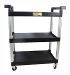MaxWorks 3-Shelf Plastic Cart with Wheels, Black