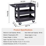 VEVOR Heavy Duty 3-Shelf Utility Cart with Wheels