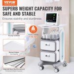 VEVOR Rolling Medical Trolley Cart with 2 Drawers