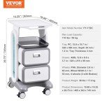 VEVOR Rolling Medical Trolley Cart with 2 Drawers