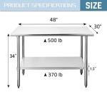 HALLY Stainless Steel Work Table with Undershelf 30x48