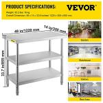 VEVOR 48" Stainless Steel Outdoor Prep Table