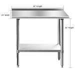 24"x36" Stainless Steel Prep Table with Backsplash