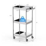 Stainless Steel 3-Tier Utility Cart with Wheels