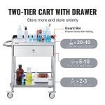 Stainless Steel Utility Cart with Wheels - 2 Shelves