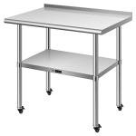 VIVOHOME Stainless Steel Work Table with Backsplash