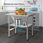 VIVOHOME Stainless Steel Work Table with Backsplash