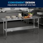 Stainless Steel Commercial Kitchen Prep Table 72