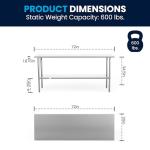 Stainless Steel Commercial Kitchen Prep Table 72