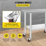 Stainless Steel Work Table with Wheels - 36x24 Inch