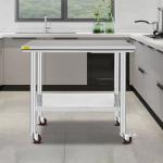 Stainless Steel Work Table with Wheels - 36x24 Inch
